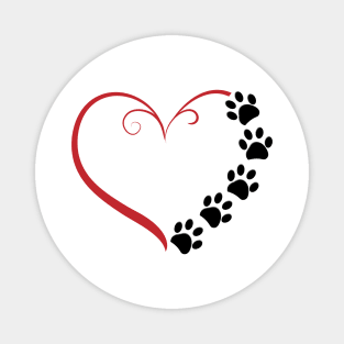 Dog paw prints with heart symbol Magnet